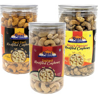 Rani Roasted Cashews Variety Pack (Salted, Black Pepper, Peri Peri) 14oz (400g) Pack of 3, PET Jar, Non-Fried, Oil Free ~ All Natural, Vegan, Gluten Friendly, NON-GMO, Kosher, Air Roasted (Size: 14oz (400g))