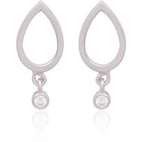 Modern Bar Pearl Hoop Earrings (Silver)